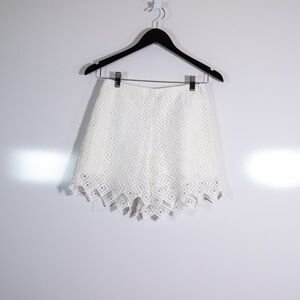 Sandro Women's Lace Crochet Knit High Waisted Mini Shorts White Small